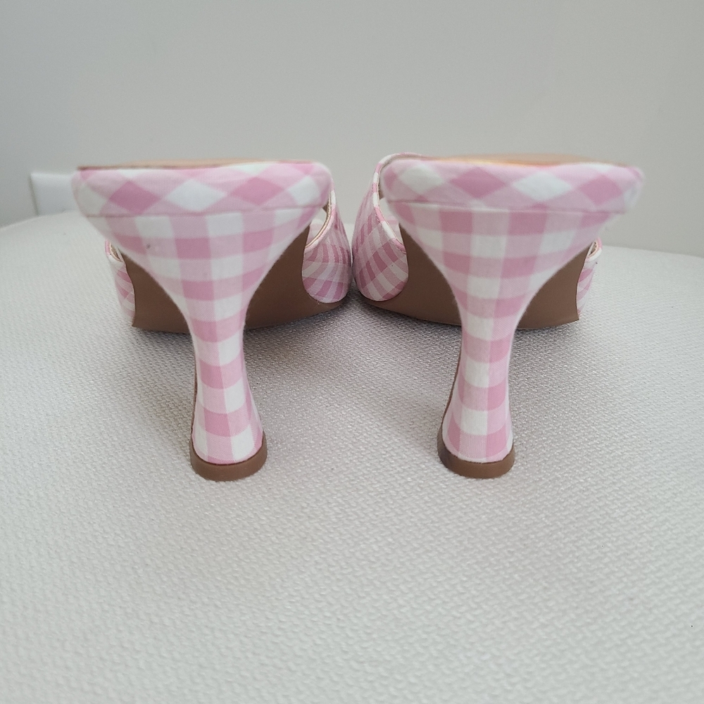 Torrid Pink Gingham Square Toe Women's Heels - Picture 2 of 7